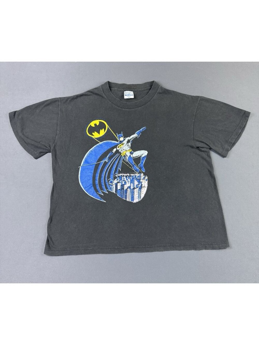 Rare Vintage 90s DC Comics Batman Cartoon Art Black Shirt Youth Kids Large Promo